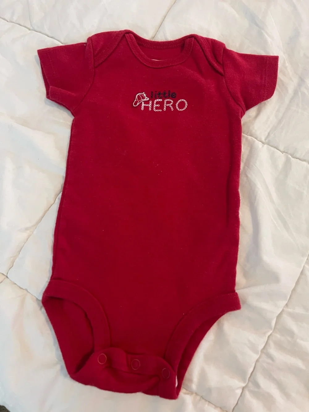 Carter's Bright Red Short Sleeve Baby Onesie with Sparkle Lettering 3 months